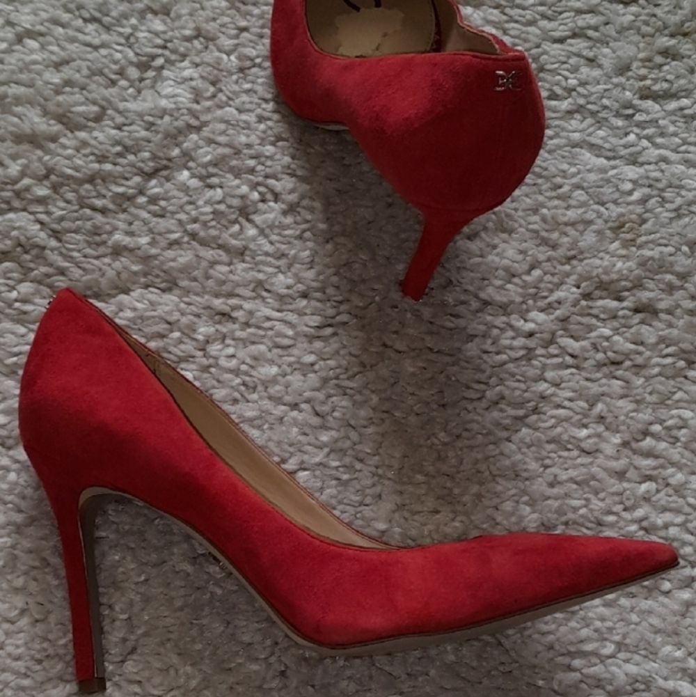 SAM EDELMAN RED Suede Pointed Pumps Size 9